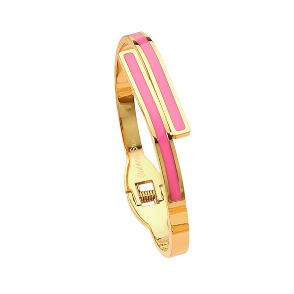 Tigerstars Stylish Fuchsia Overlap Hinged Bangle Bracelet - Picture 1 of 2